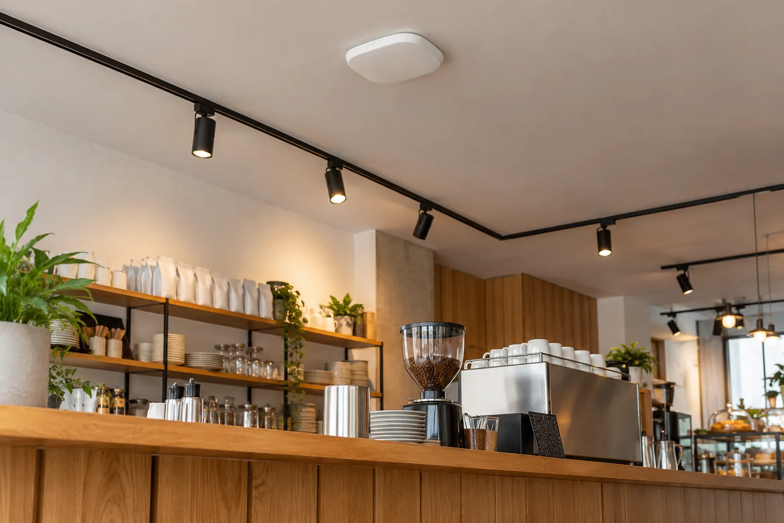Enterprise wireless access point installation at &Co Coffee Shop