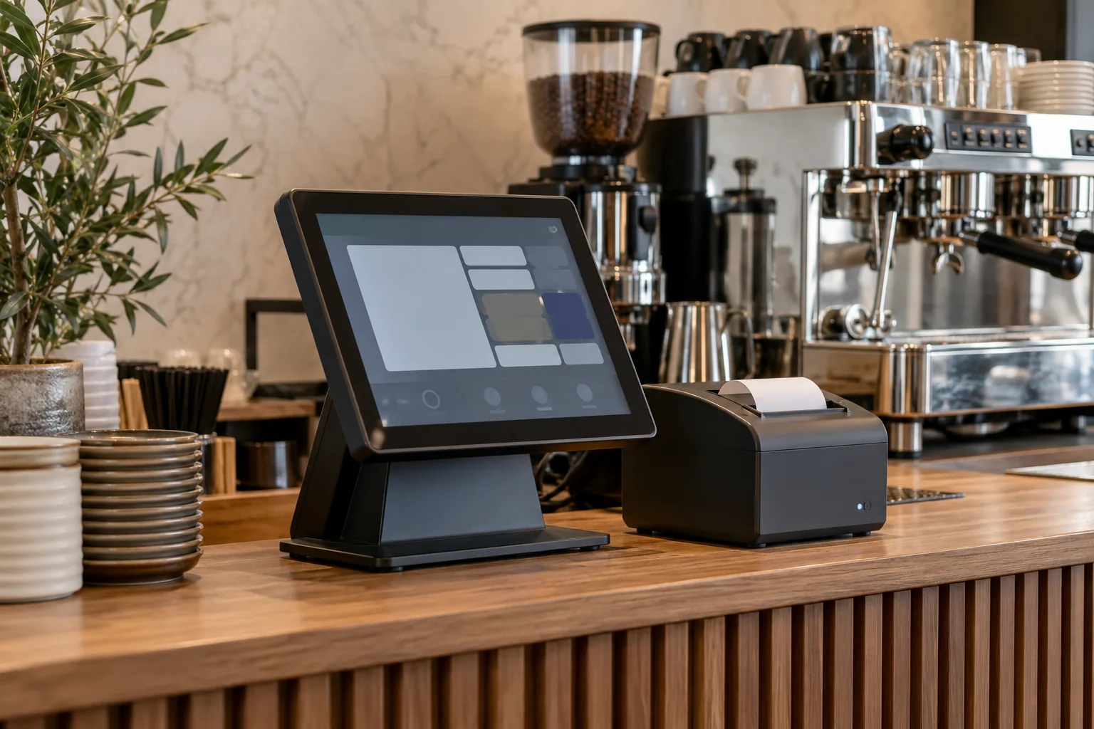 Front-desk POS terminal installation at Maskob Cafe