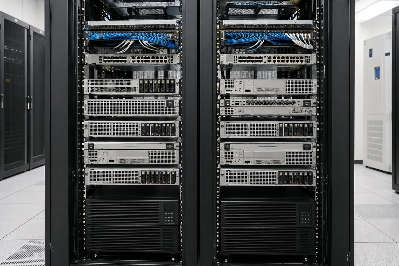 Organized institutional network racks and physical patching