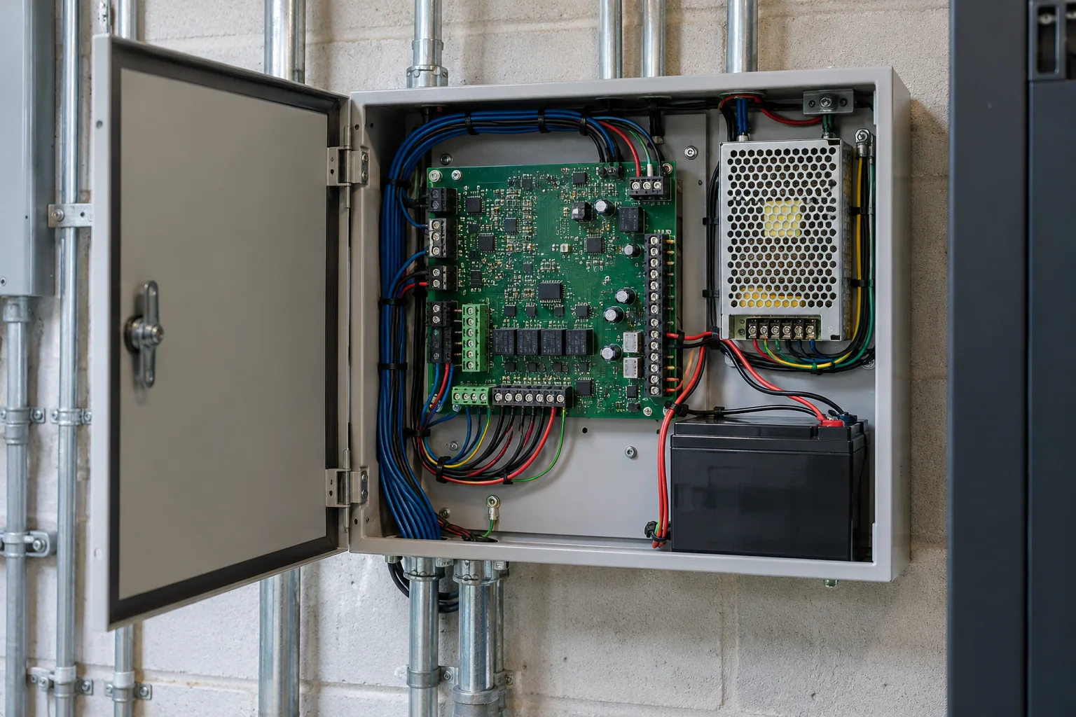 Honeywell NetAXS-123 access-control panels installed by Future Bridges at the manufacturing facility in Sudair Industrial City