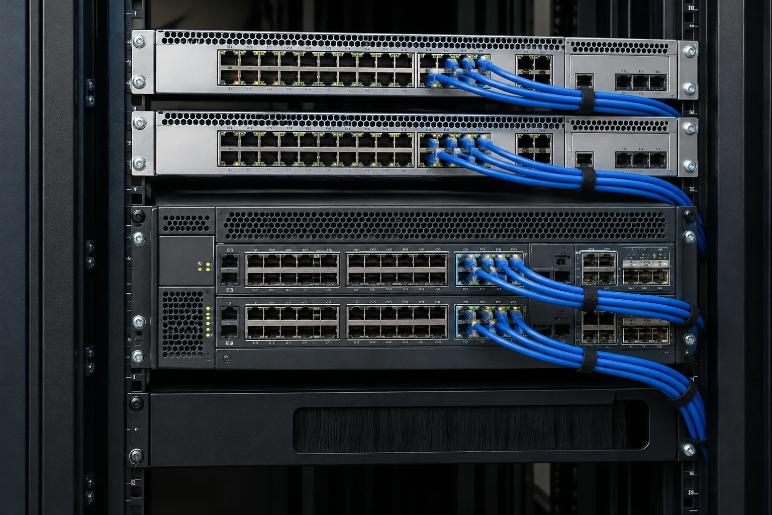 MDF, Cisco core switches and enterprise network racks at the Sudair manufacturing facility